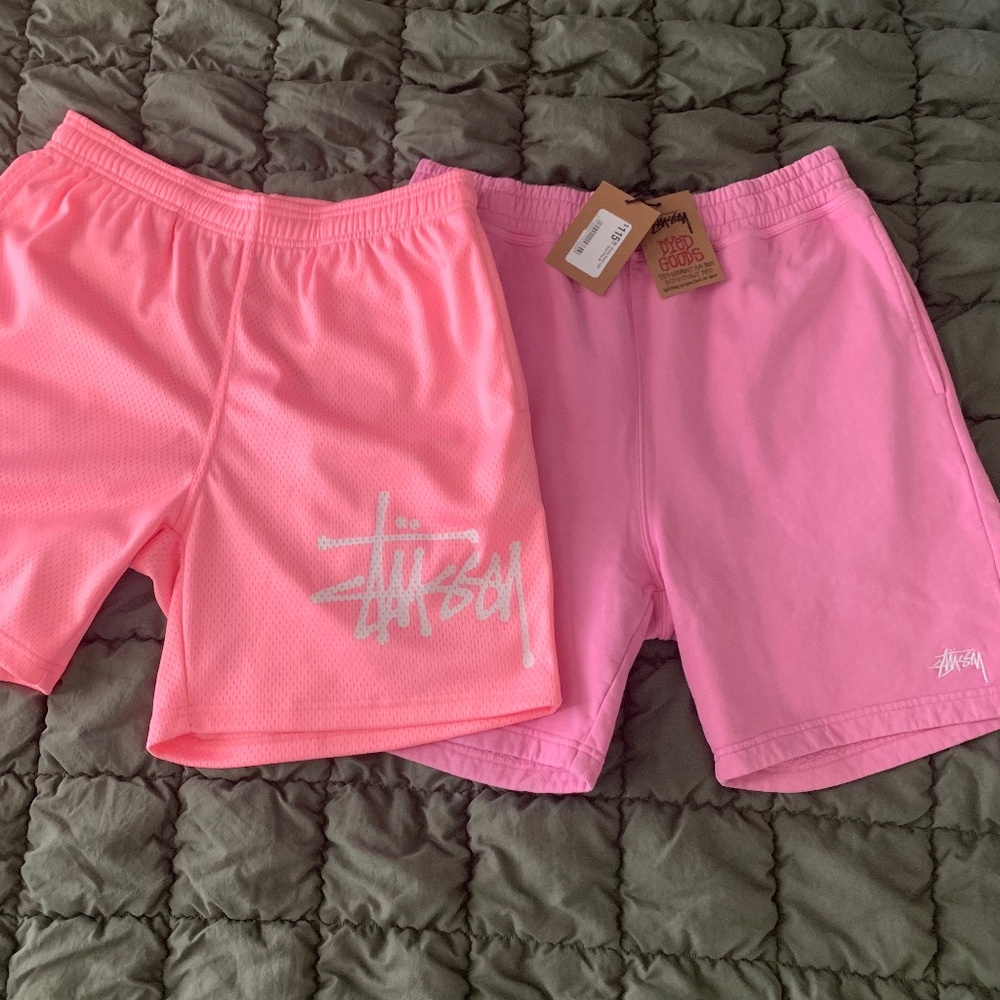 Lot of 2 Authentic STUSSY shorts - Mesh Basketball and Cotton fleece